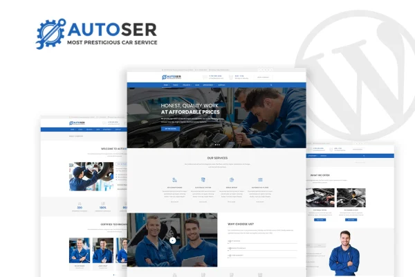 Autoser Theme car repair and auto services WordPress theme preview