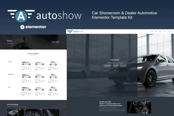 AutoShow car showroom and dealer Elementor template kit preview