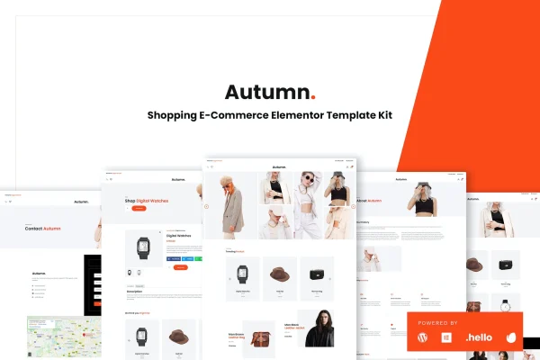 Autumn fashion eCommerce Elementor template kit preview