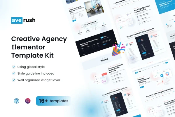 Averush digital marketing and creative agency Elementor template kit cover