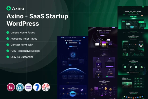 Axino SaaS startup WordPress theme preview