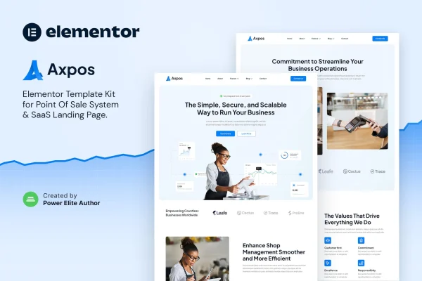 Axpos point of sale software and SaaS Elementor template kit preview