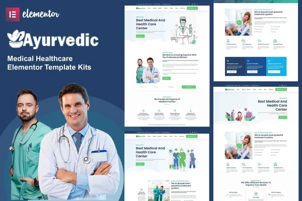 Ayurvedic medical healthcare Elementor template kit cover image