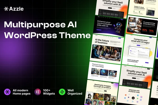 Azzle SaaS and tech startup WordPress theme preview