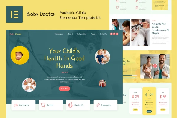Baby Doctor pediatric clinic Elementor template kit preview