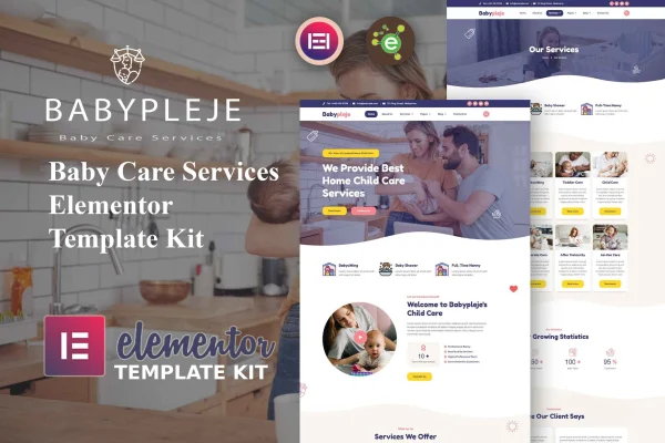 Babypleje baby care services Elementor template kit preview