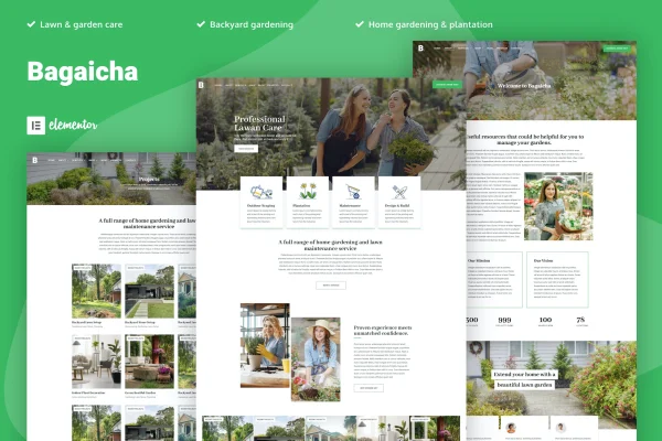 Bagaicha landscape and gardening Elementor template kit preview