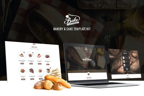 Bake bakery and cake Elementor template kit cover image