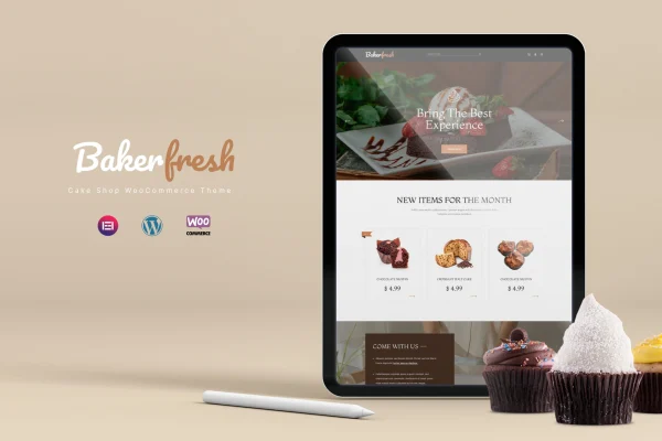 Bakerfresh cake shop WooCommerce theme preview with bakery product pages
