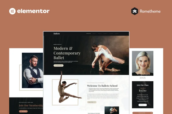 Balleto ballet school Elementor template kit preview