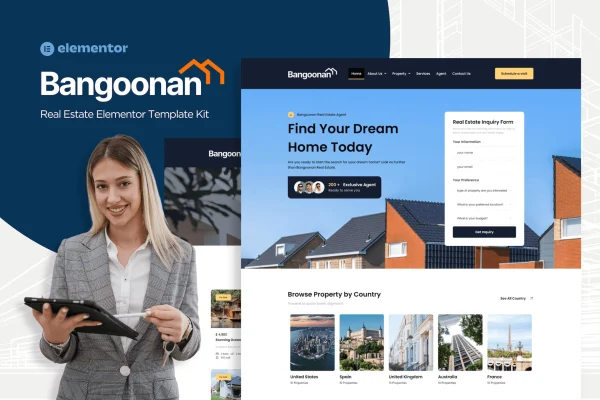 Bangoonan real estate and property Elementor template kit cover image