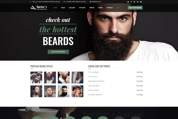 Barber WordPress theme for barbershops and hair salons preview