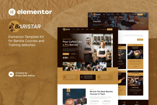 Baristar barista courses and training Elementor template kit preview