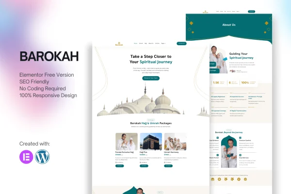 Barokah Hajj and Umrah travel Elementor template kit preview