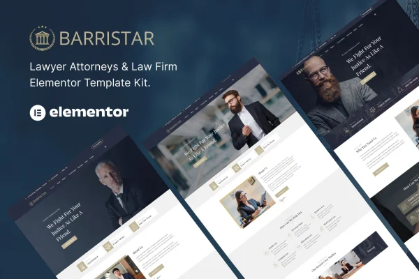 Barristar law firm Elementor template kit preview
