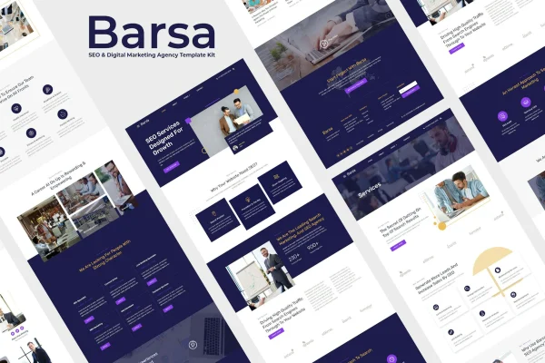 Barsa SEO and digital marketing agency Elementor template kit preview