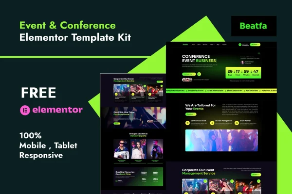 Beatfa event and conference Elementor template kit cover image