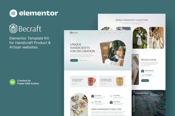Becraft handicraft and artisan Elementor template kit preview