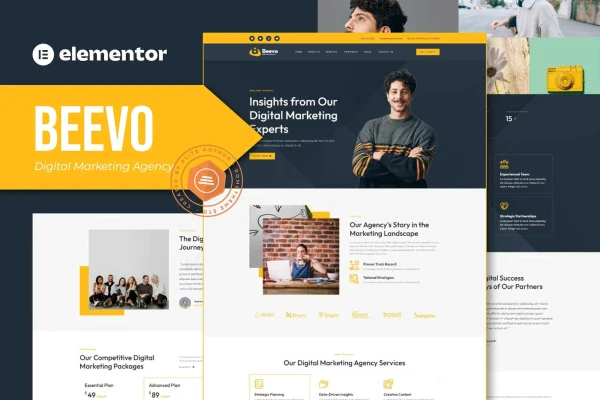 Beevo digital marketing agency Elementor template kit preview