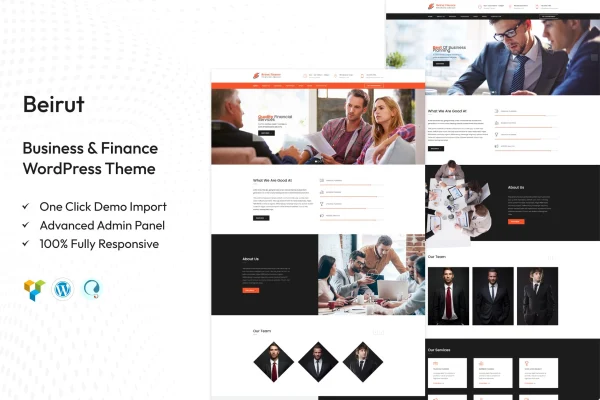 Beirut business and finance WordPress theme preview