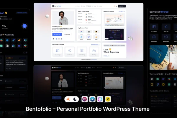 Bentofolio personal portfolio WordPress theme preview