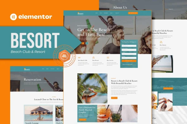 Besort beach club and resort Elementor template kit preview