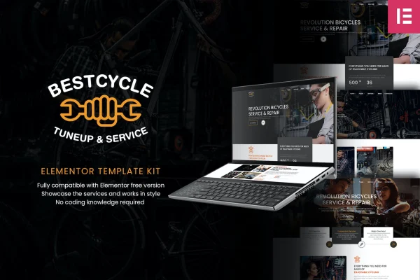 Bestcycle bicycle repair and service Elementor template kit preview