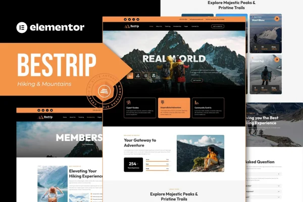 Bestrip hiking and mountain Elementor template kit cover image