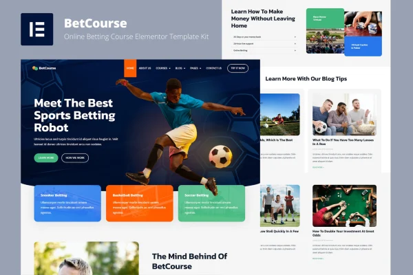 BetCourse sports betting and prediction course Elementor template kit preview