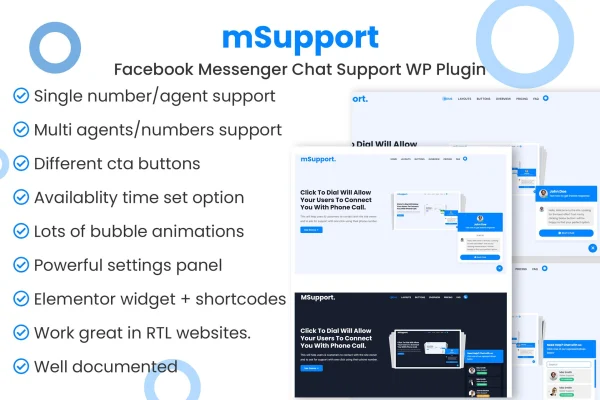 Better Chat Support For Messenger plugin banner with Facebook Messenger chat bubble