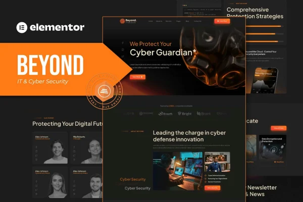 Beyond IT and cyber security Elementor template kit preview