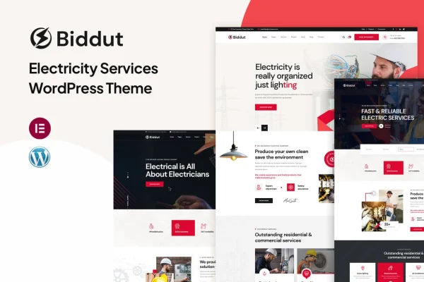 Biddut electricity services WordPress theme preview