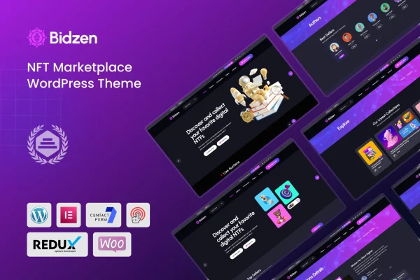 Bidzen NFT marketplace WordPress theme preview