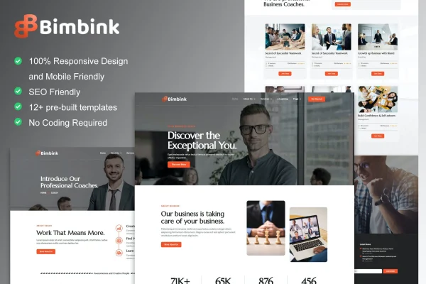 Bimbink business coach and consulting Elementor template kit preview