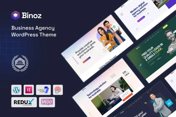 Binoz business agency WordPress theme preview