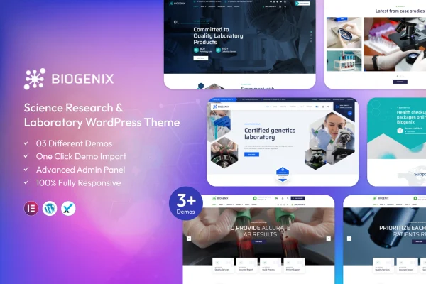 Biogenix science research and laboratory WordPress theme preview