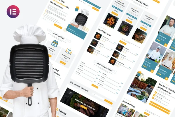 Bipang BBQ and grill restaurant Elementor template kit preview