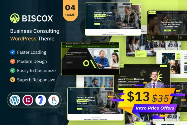 Biscox business consulting WordPress theme preview