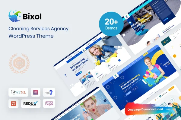 Bixol cleaning services WordPress theme preview