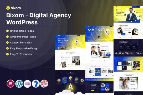 Bixom digital agency WordPress theme preview