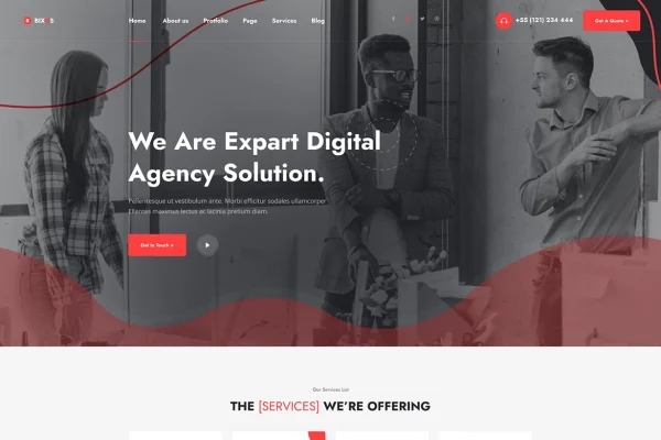 Bixos business and digital agency WordPress theme preview