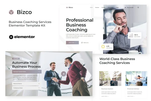 Bizco business coaching Elementor template kit preview