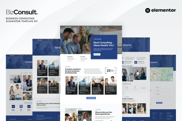 Bizconsult business consulting Elementor template kit preview