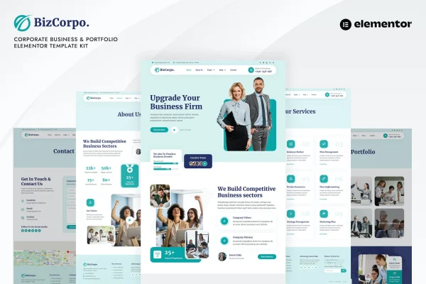 Bizcorpo corporate business and portfolio Elementor template kit preview