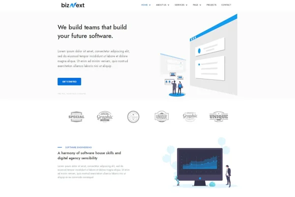 bizNext corporate business Elementor template kit preview
