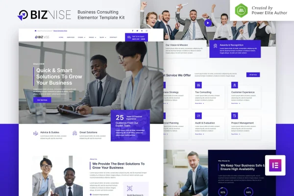 Biznise business consulting Elementor template kit preview