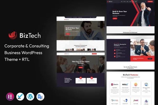 Biztech consulting business WordPress theme preview