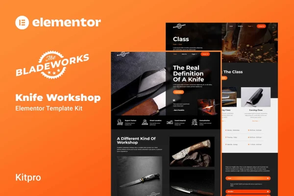 Bladeworks knife workshop Elementor template kit preview