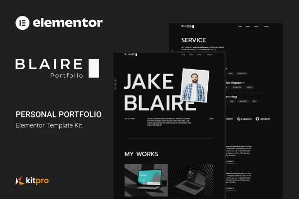 Blaire personal portfolio Elementor template kit preview