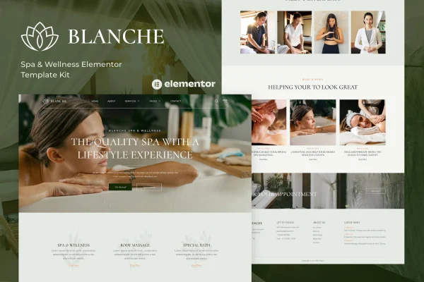 Blanche spa and wellness Elementor template kit preview